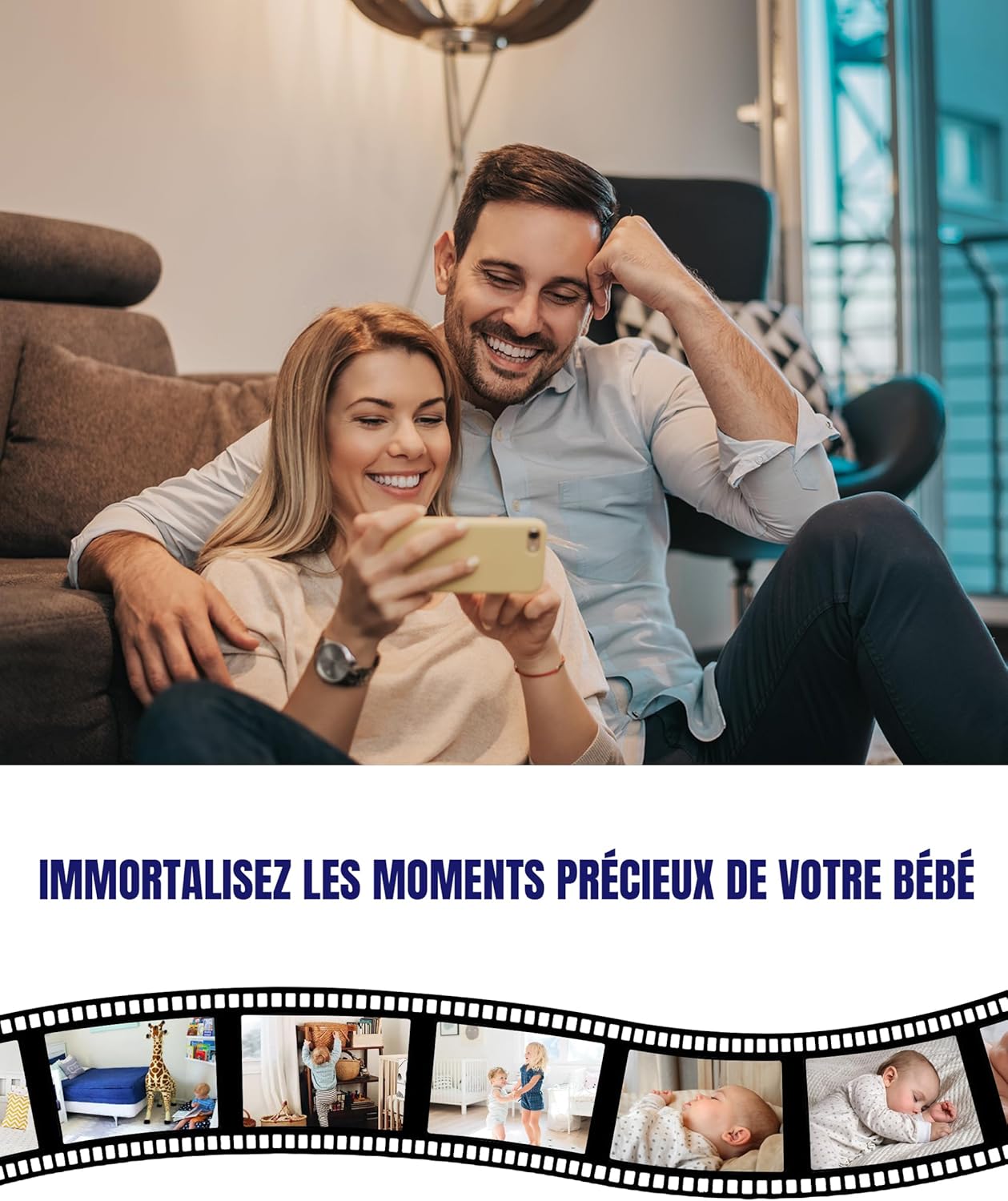 Babyphone Bébé 2K avec Moniteur 5″ LCD-IPS – Caméra PTZ 355°, WiFi, VOX, Enregistrement, Surveillance et Berceuses