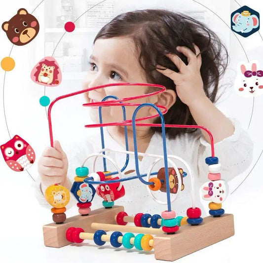 Jeu Montessori Bébé / Enfant dès 1 ans - motricité Fine Labyrinthe de Perles en Bois