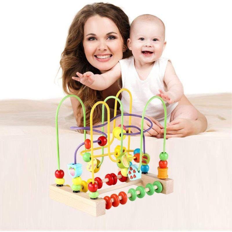 Jeu Montessori Bébé / Enfant dès 1 ans - motricité Fine Labyrinthe de Perles en Bois