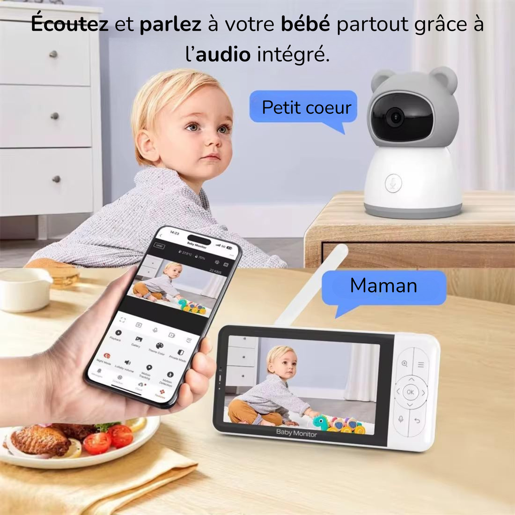 Babyphone Caméra Video Full HD 5'' 1920 - App Mobile Wi-Fi