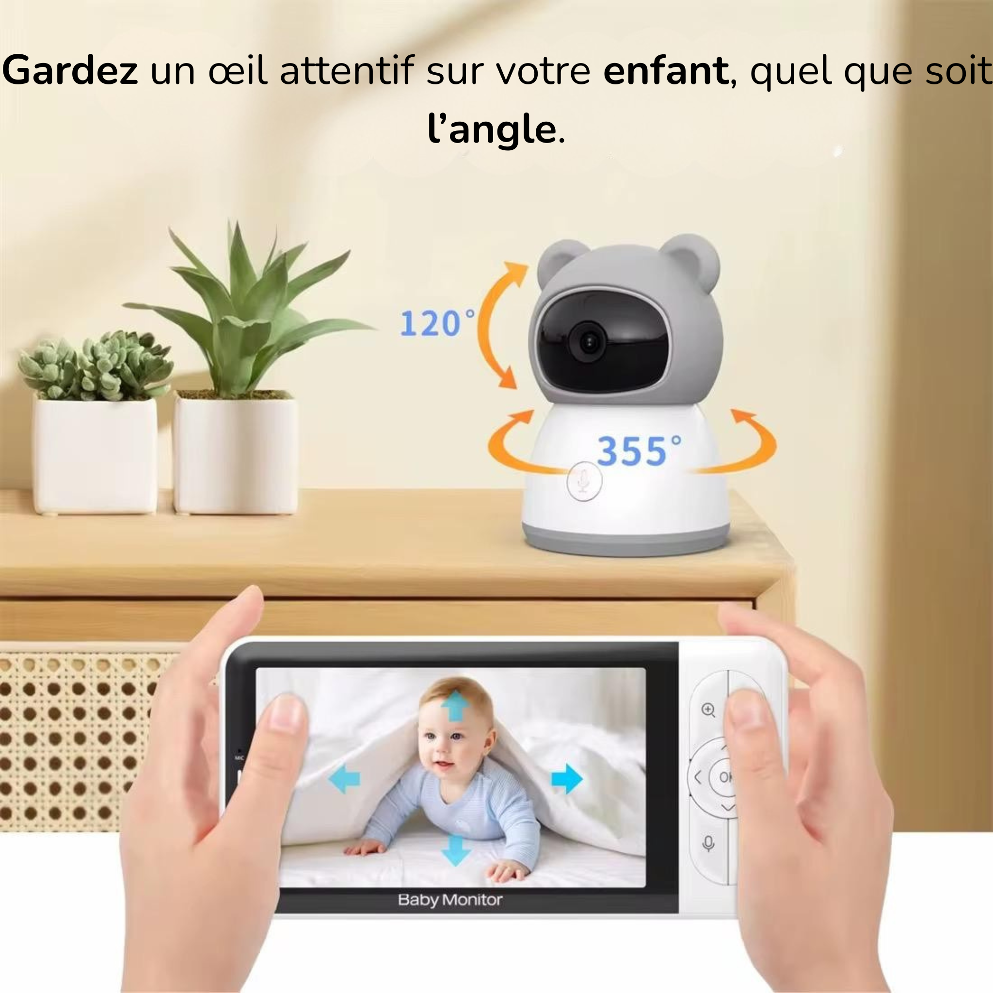 Babyphone Caméra Video Full HD 5'' 1920 - App Mobile Wi-Fi