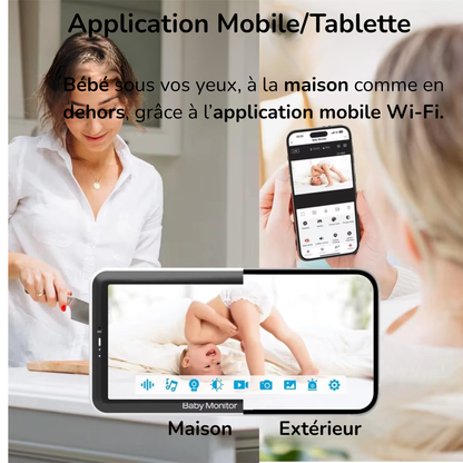 Babyphone Caméra Video Full HD 5'' 1920 - App Mobile Wi-Fi