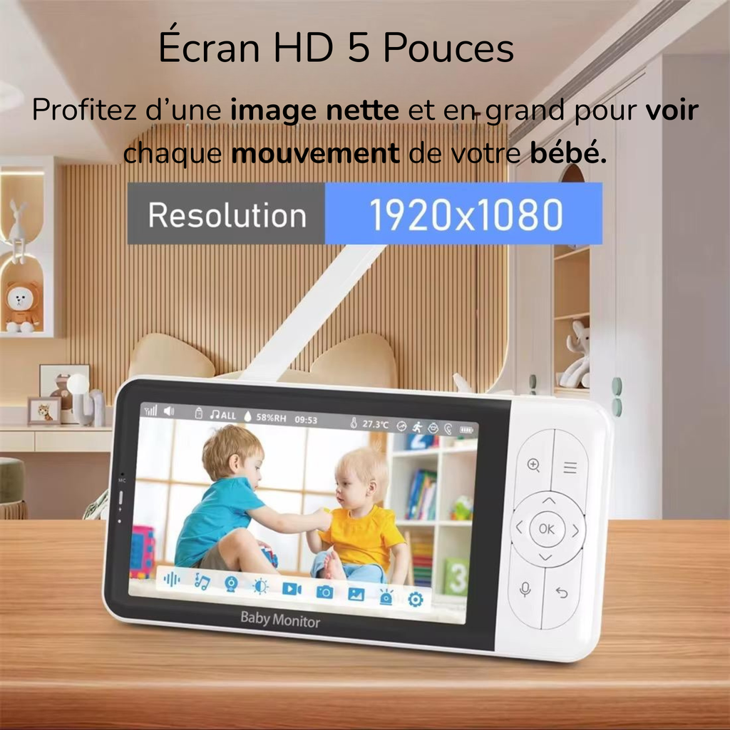 Babyphone Caméra Video Full HD 5'' 1920 - App Mobile Wi-Fi