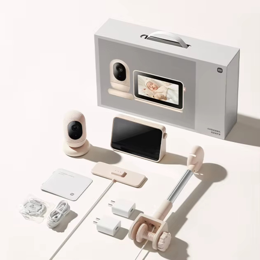 Ensemble de Caméra Bébé Intelligente Wifi 3K avec Écran Moniteur Vidéo et Détection Sonore