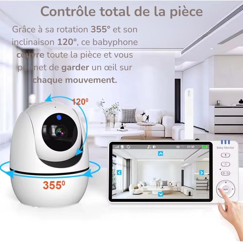 Babyphone Video 1 Caméra – Vision Nocturne,Détection de Température, Sans wifi