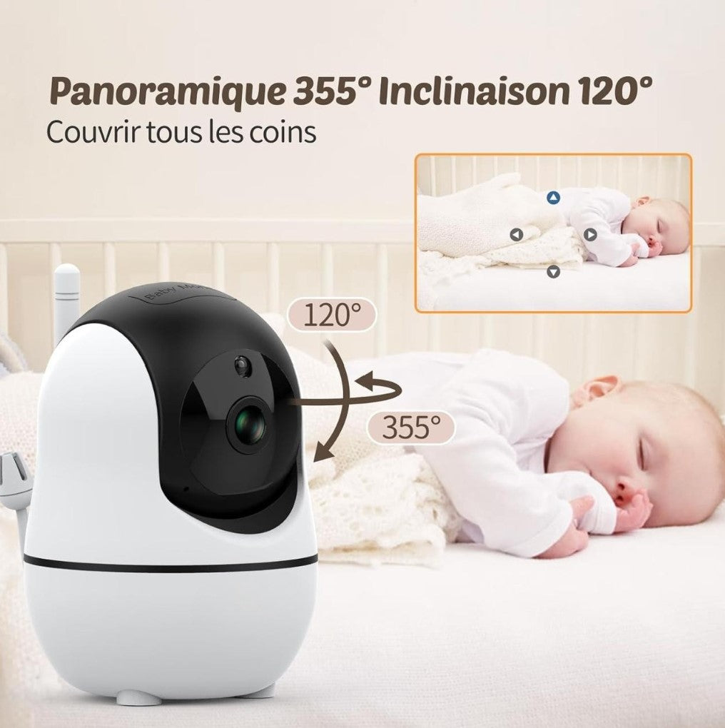 Babyphone Bébé 7″ HD 1080P avec Caméra Simple ou Double – Vision Nocturne, VOX, Berceuses et Communication Bidirectionnelle