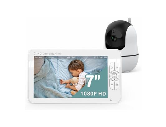 Babyphone Bébé 7″ HD 1080P avec Caméra Simple ou Double – Vision Nocturne, VOX, Berceuses et Communication Bidirectionnelle