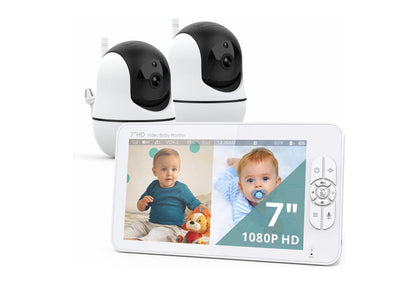 Babyphone Bébé 7″ HD 1080P avec Caméra Simple ou Double – Vision Nocturne, VOX, Berceuses et Communication Bidirectionnelle