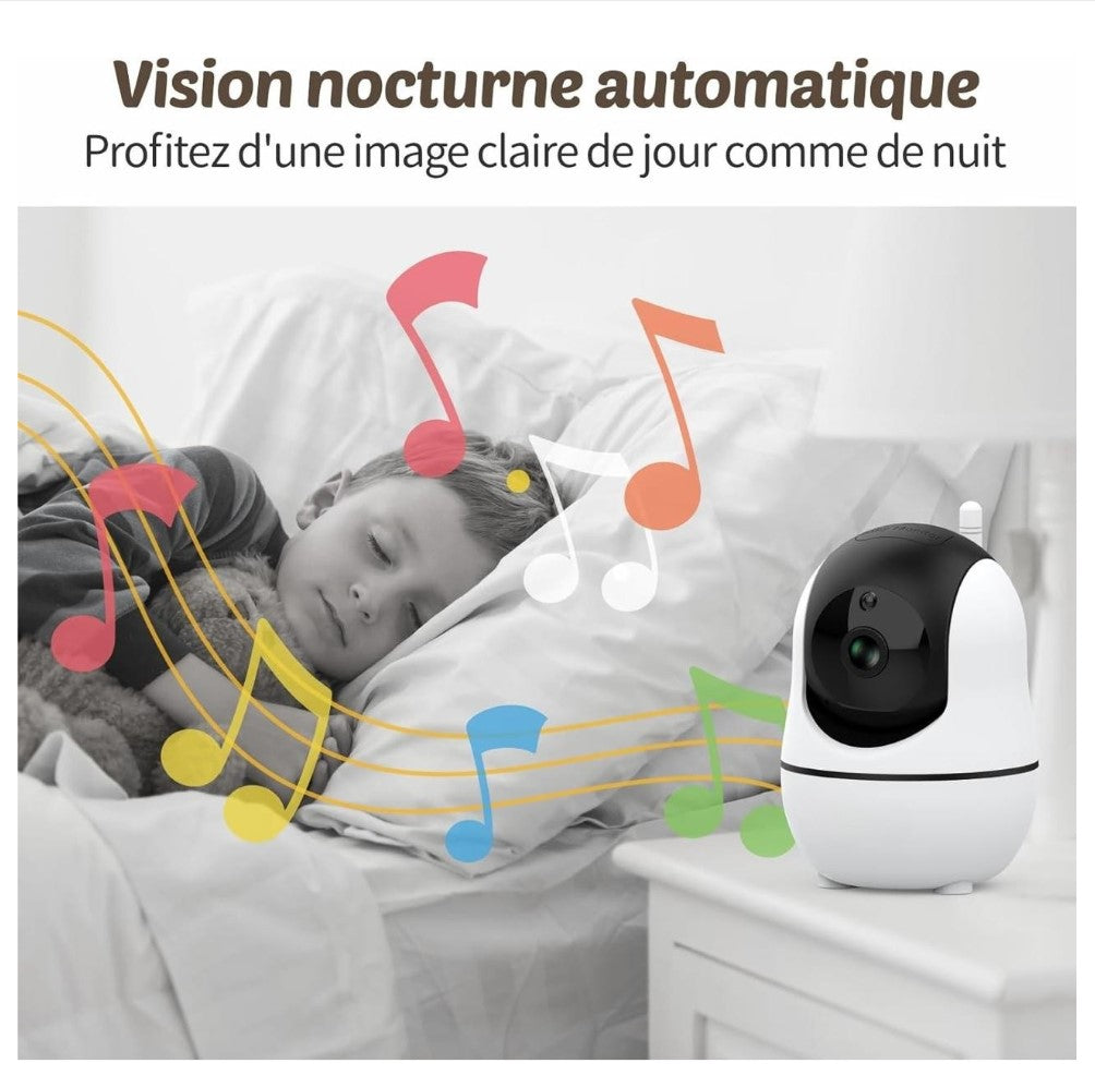 Babyphone Bébé 7″ HD 1080P avec Caméra Simple ou Double – Vision Nocturne, VOX, Berceuses et Communication Bidirectionnelle