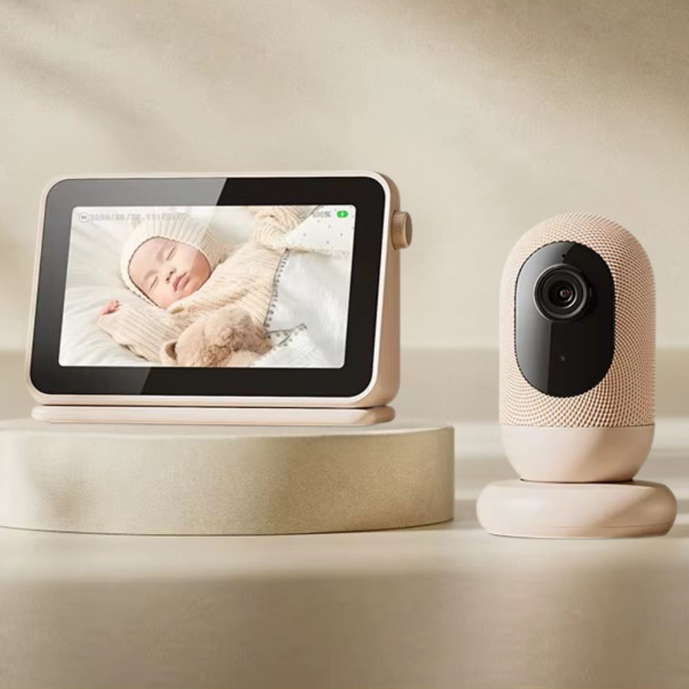 Ensemble de Caméra Bébé Intelligente Wifi 3K avec Écran Moniteur Vidéo et Détection Sonore
