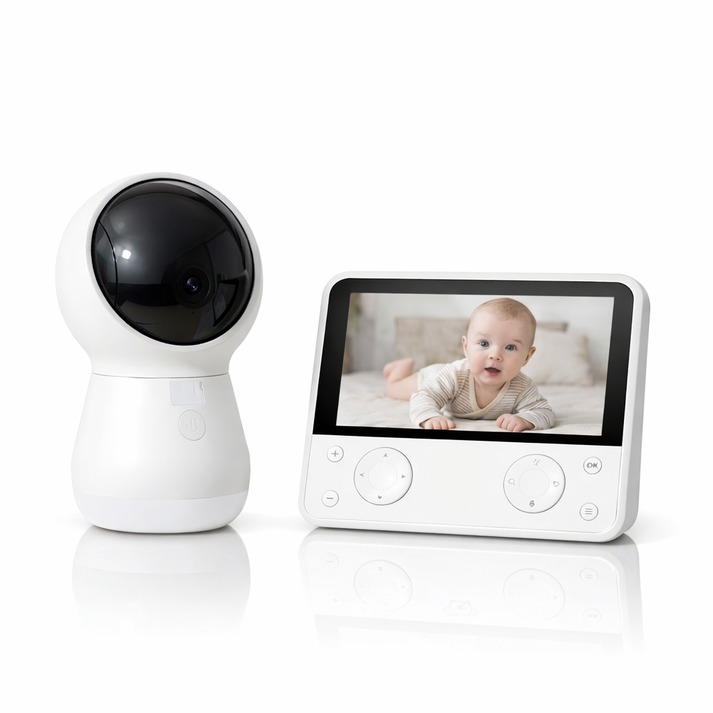 Babyphone 4MP avec Écran Numérique de 5,5 Pouces, Résolution 1080p, Audio Bidirectionnel, Vision Nocturne, Double Vue