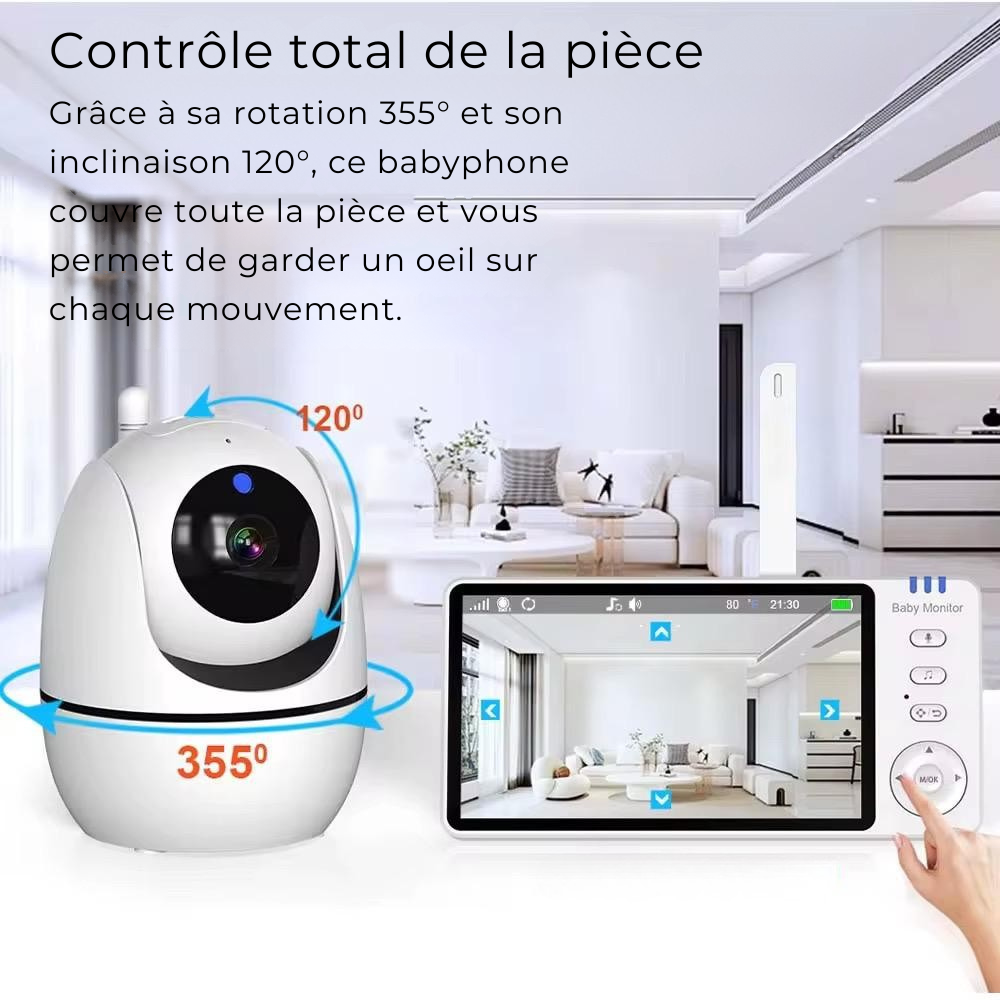 Babyphone Vidéo 1 Caméra – Vision Nocturne, Détection de Température, Sans wifi