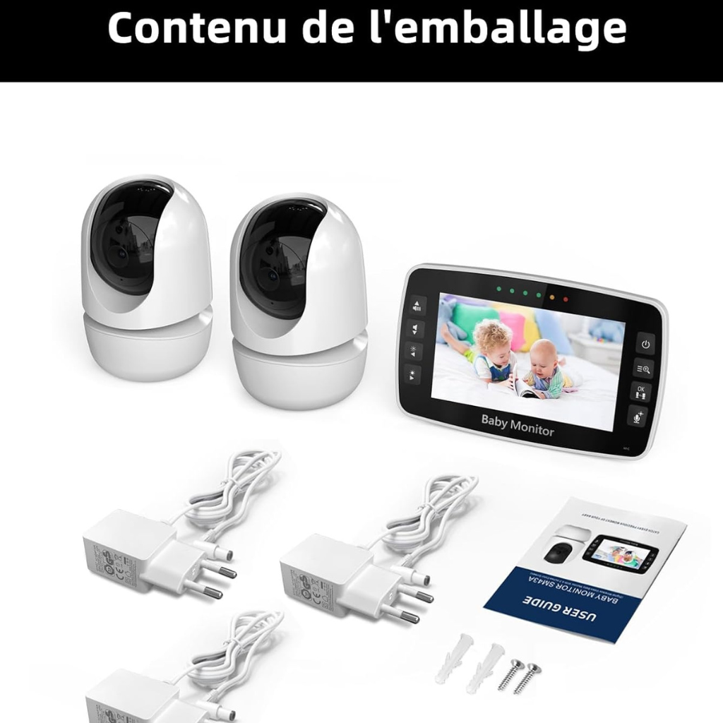 Moniteur Bébé Vidéo 4,3’’ – Audio Bidirectionnel, Vision Nocturne & Surveillance Sécurisée | Bebestudio