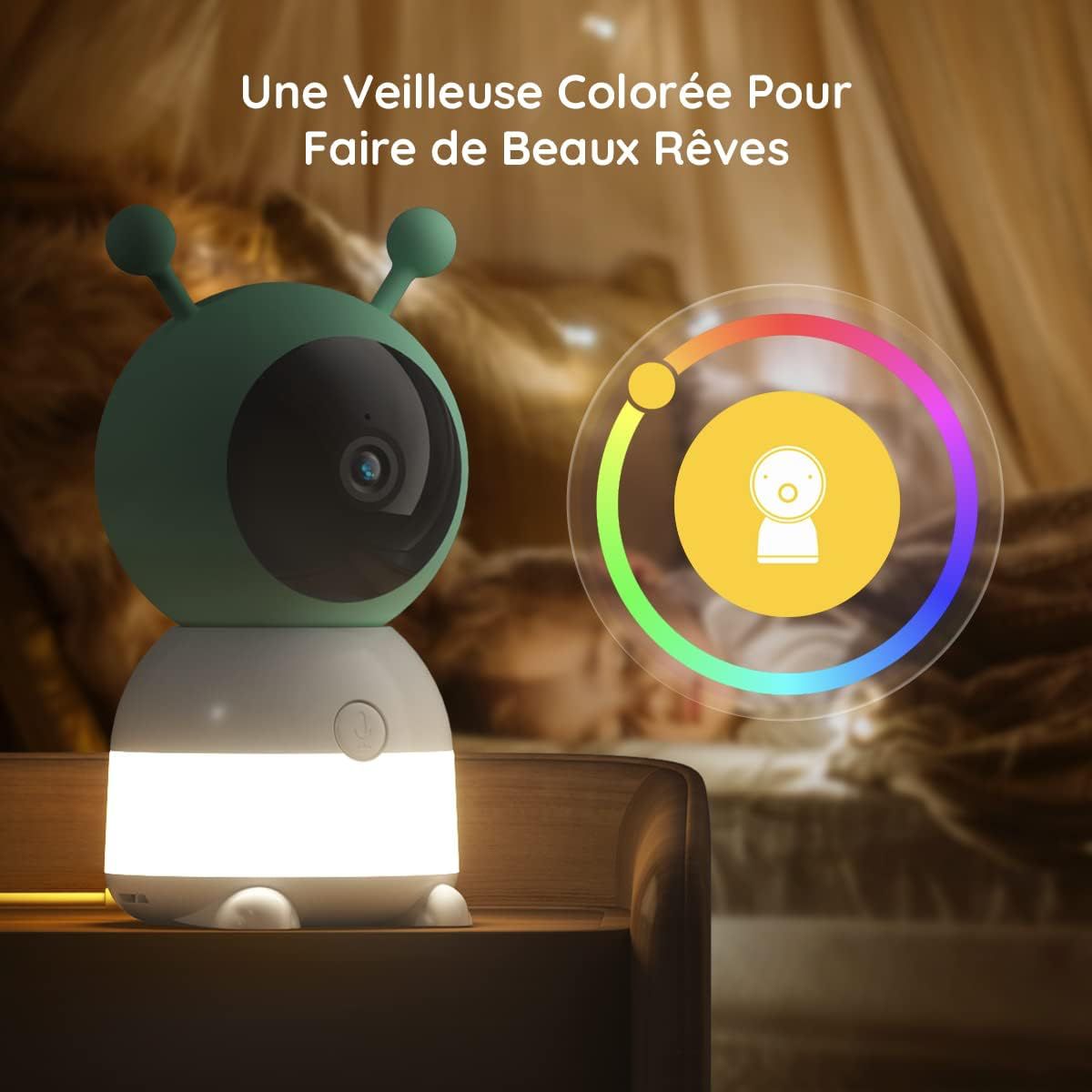 Babyphone Bébé Caméra BOIFUN 2K 5″ avec ou sans Veilleuse – Application Mobile, Rotation 360°, Surveillance et Suivi Automatique