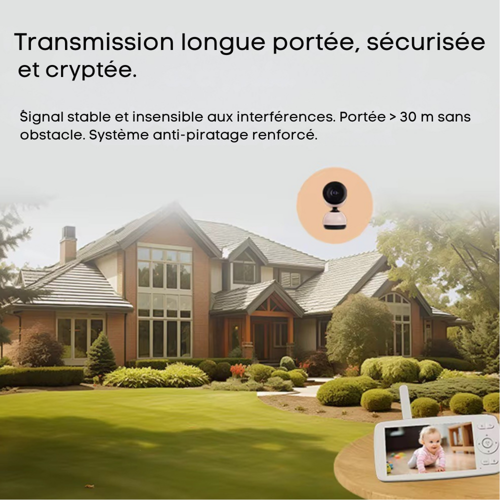 Baby Monitor 1080p – Caméra WiFi Panoramique, Zoom Numérique, Vision Nocturne, Alertes Intelligentes