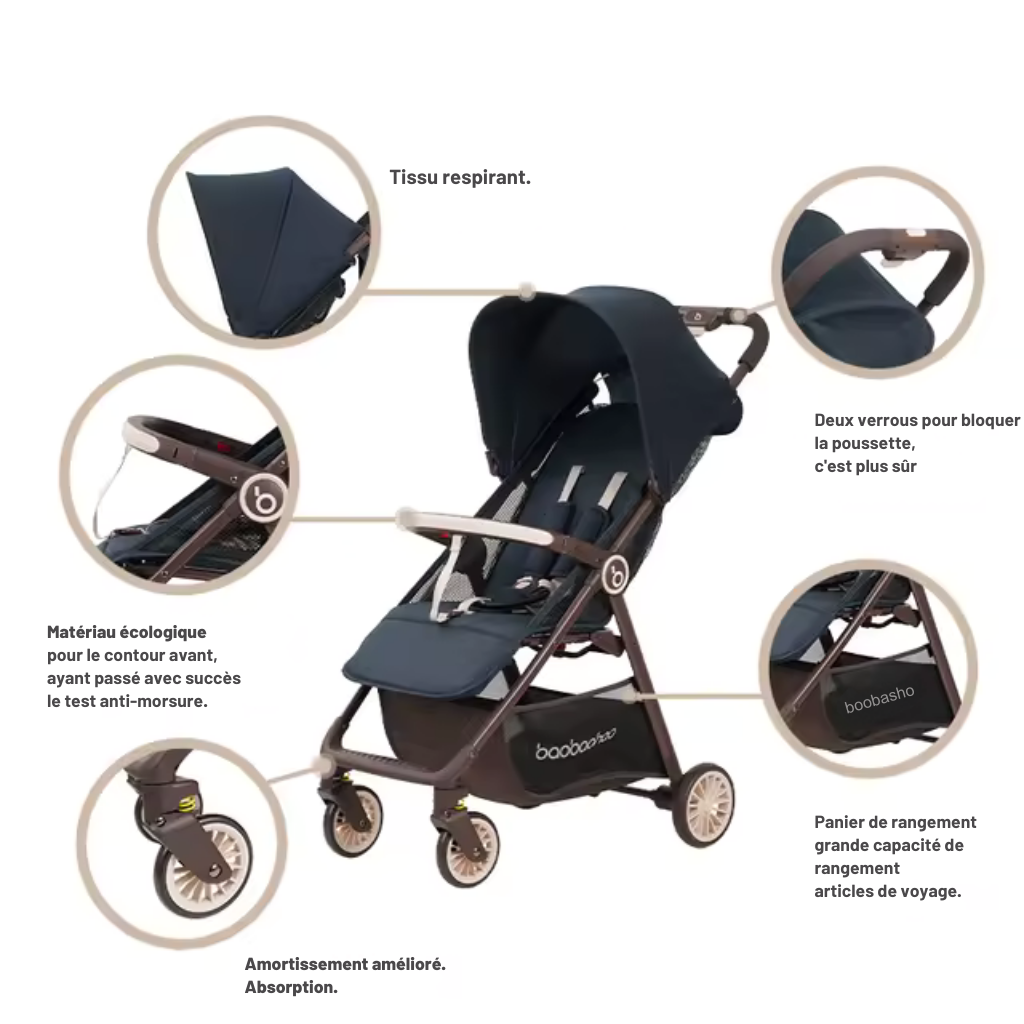 Poussette Bébé Légère et Compacte – Facile à Plier, Idéale pour Voyage & Avion | Bebestudio