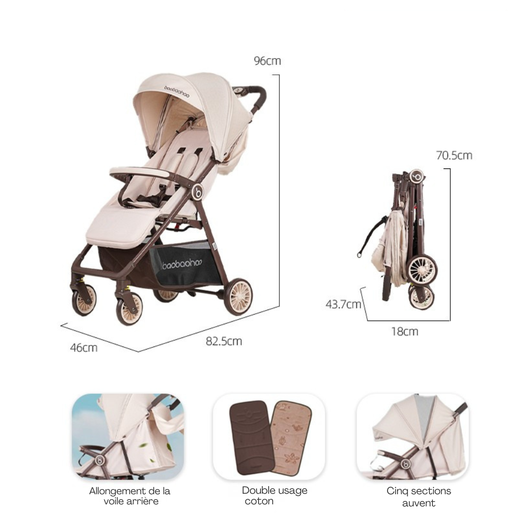 Poussette Bébé Légère et Compacte – Facile à Plier, Idéale pour Voyage & Avion | Bebestudio