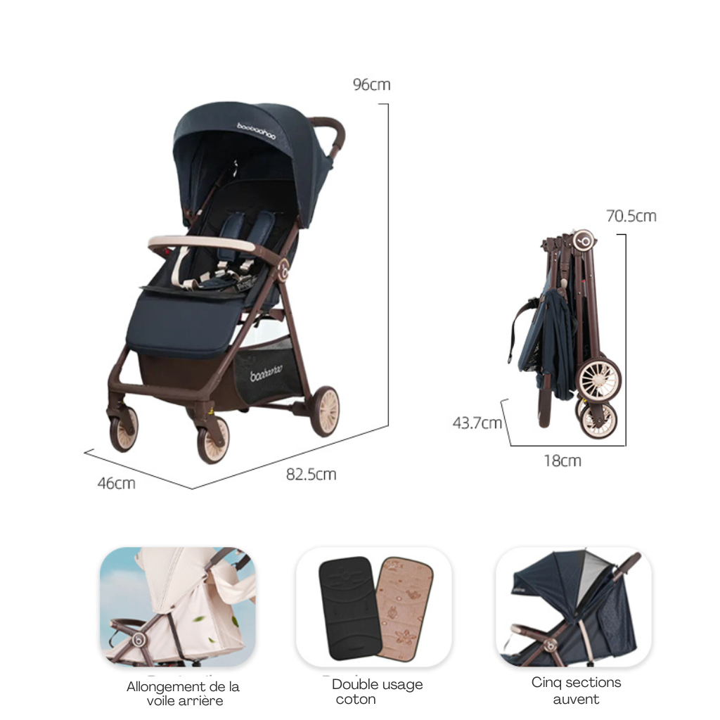 Poussette Bébé Légère et Compacte – Facile à Plier, Idéale pour Voyage & Avion | Bebestudio