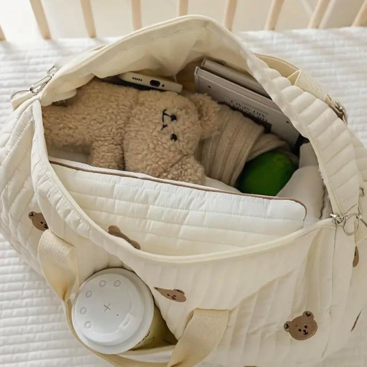 Sac à langer Petit Ours bébé - Grand format, Bandoulière ajustable, Voyage/Quotidien