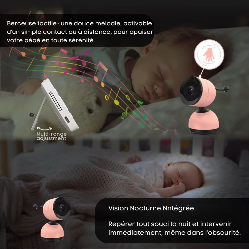 Baby Monitor 1080p – Caméra WiFi Panoramique, Zoom Numérique, Vision Nocturne, Alertes Intelligentes