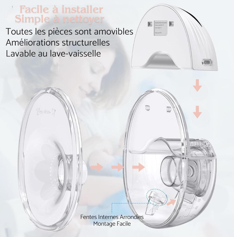 Tire-lait électrique Mains-libres - Sans fils et Silencieux - 4 Modes et 12 Niveaux - Téterelles 19/21/24mm inclus